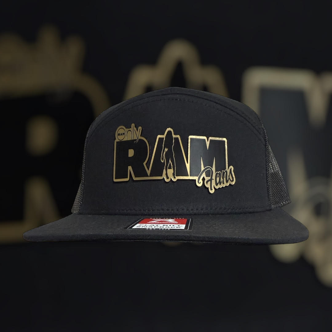 Black Richardson 168 Only Ram Fans Gold Acrylic Patch